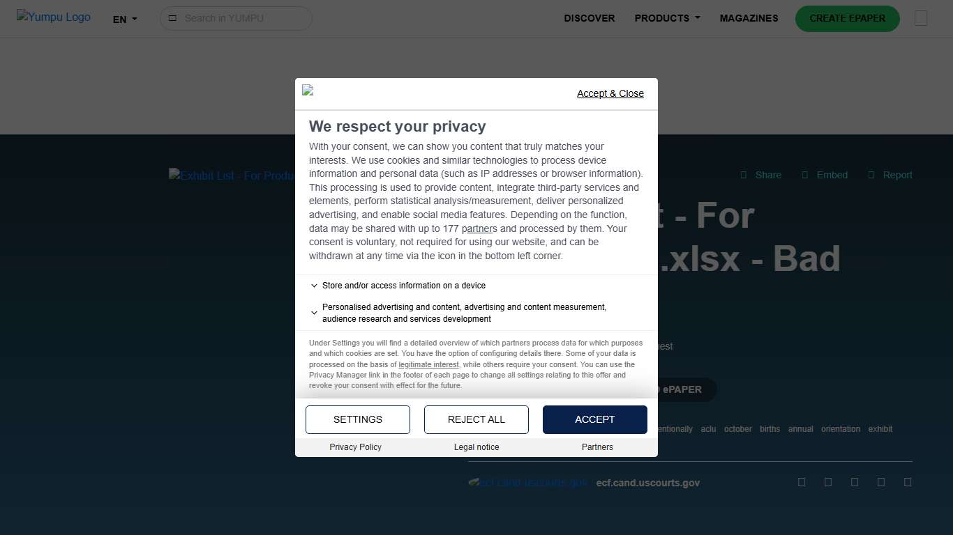 Exhibit List - For Production.xlsx - Bad Request